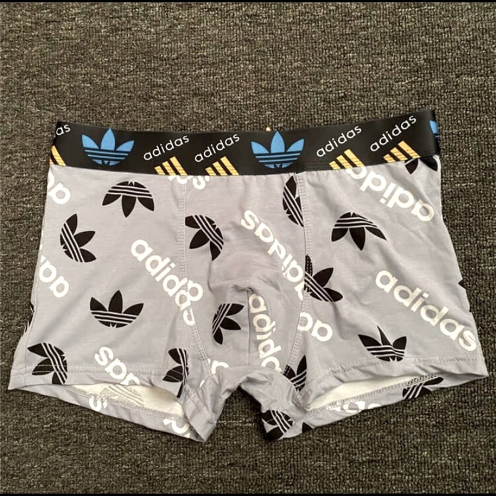 ADIDAS Graphic Design Logo Printed Boxers- Gray